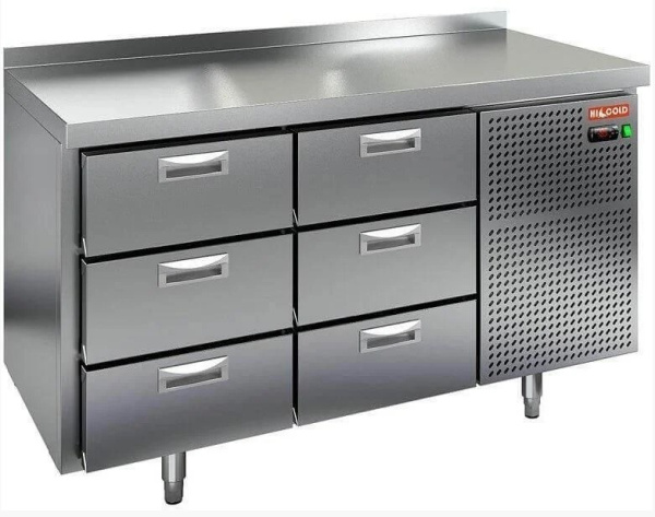 Холодильный стол HICOLD BN 33 BR2 BT, бок, 6 ящиков (-18...-10°С)